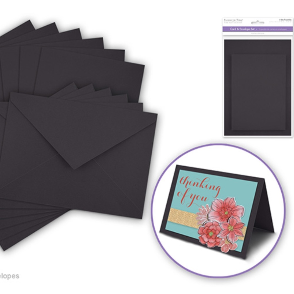 Pack of 6 Cards + 6 Envelopes A6 Black 4.5"x6"